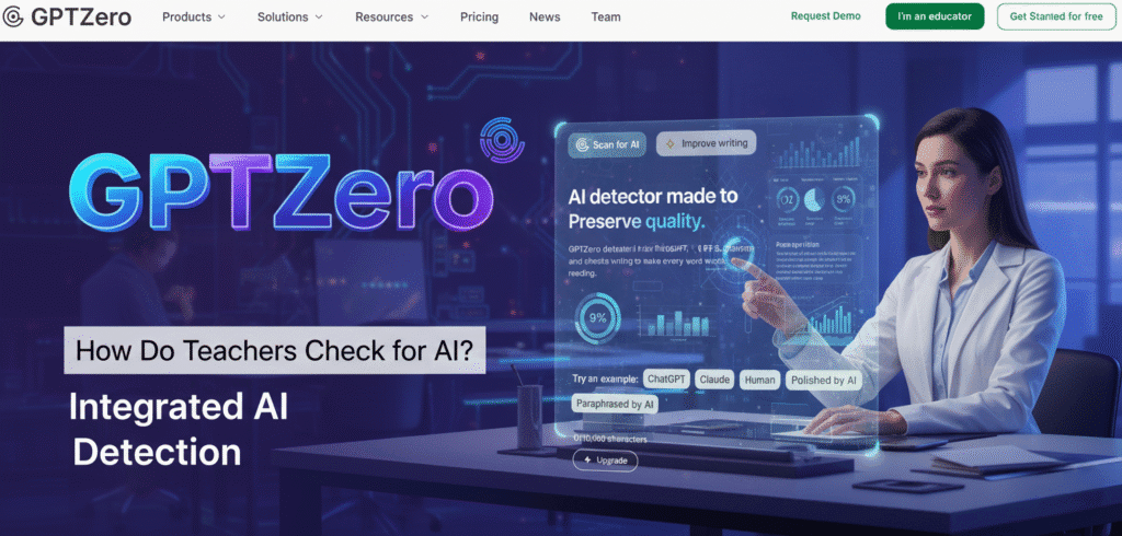 GPTZero,how do teachers check for ai