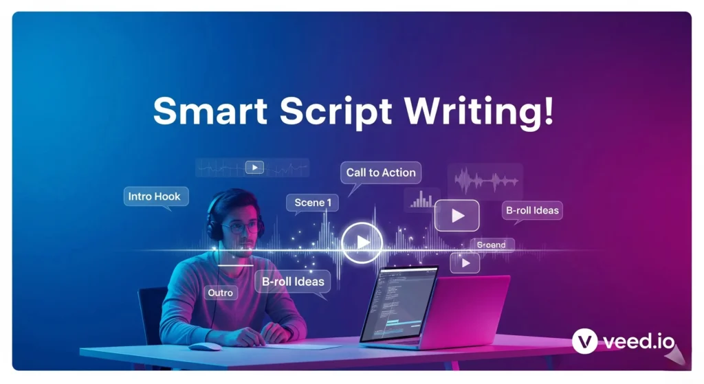Veed.io, how to write a script for a youtube video,